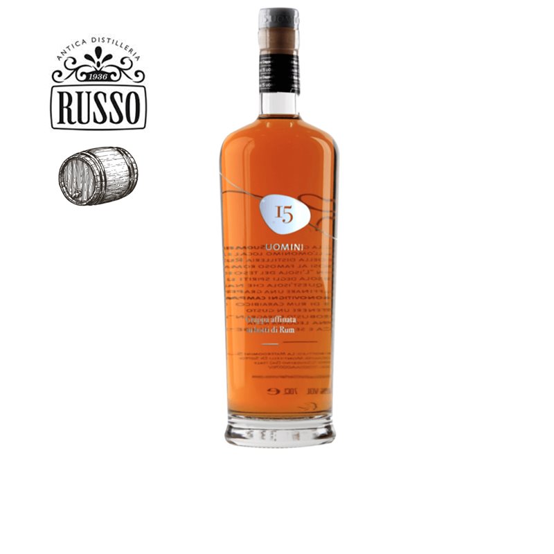 Grappa 15 Uomini affinata in botti da Rum e Taurasi Antica Distilleria Russo (confezionata)