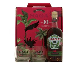 Rum Naga Siam 10 anni Ex Bourbon Cask in confezione regalo con bicchieri