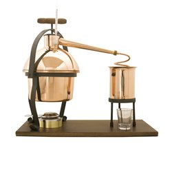 Distillatore Alambicco artigianale in rame con fornello spiritiera completo di tutto