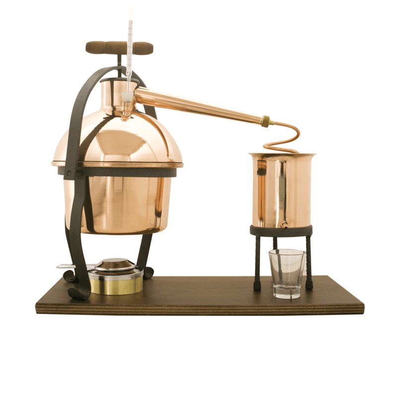 Distillatore Alambicco artigianale in rame con fornello spiritiera completo  di tutto