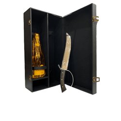 Sciabola per Champagne in valigia di pelle regalo con bottiglia di Cà del Bosco 75cl